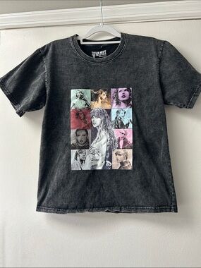 Taylor Swift Black Kids Graphic Tee with Multicolor Photo Collage